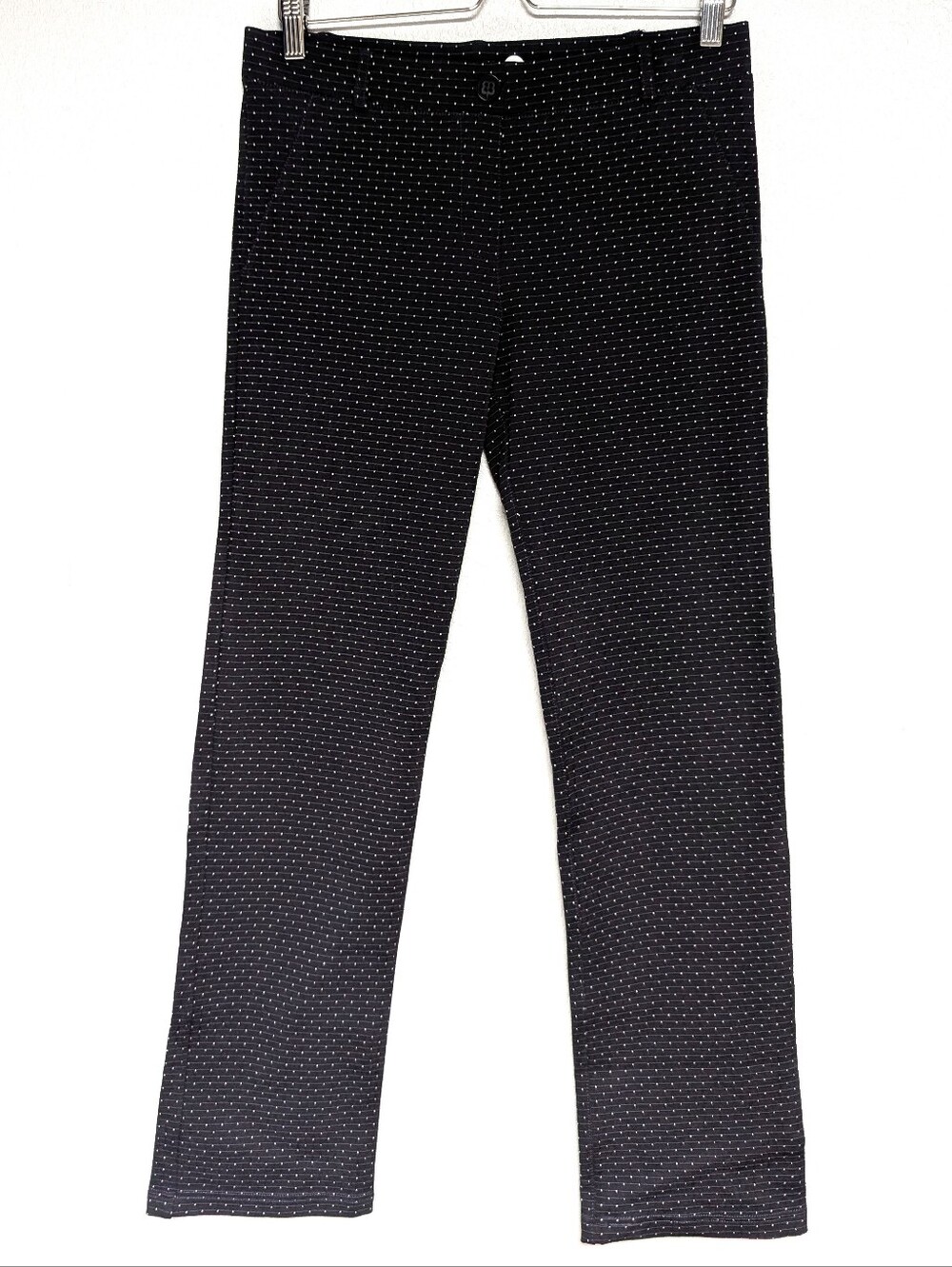 Betabrand Black Pindot Stretch Pants
